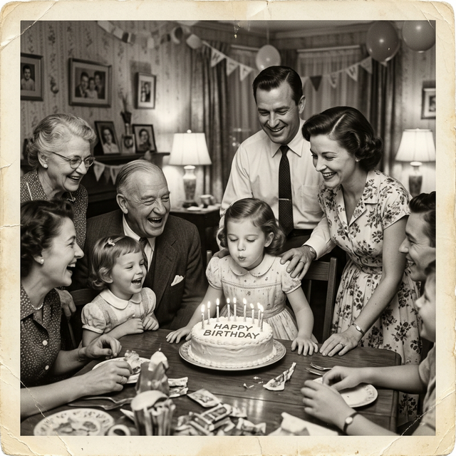 Child blowing out birthday candles